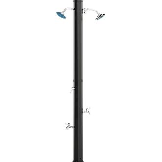 OUTSUNNY Ducha De Jard&iacute;n Solar 35 L Ducha Solar Exterior Con 2 Cabezales Giratorios Grifos De Pies Y Agua Caliente M&aacute;ximo 55 &deg;c 73x18x217 Cm Negro - Outsunny