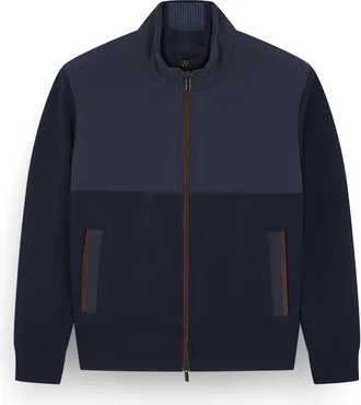 Paul & Shark Hybrid jacket in wool and cashmere with Suede and Typhoon Re-4x4 Stretch details, Man, Blue, Size: 4XL