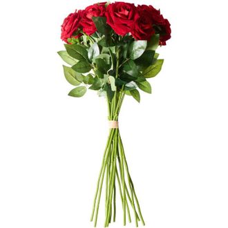 Beliani Ramo De Flores Artificiales Arreglo Floral Preparado Rosas Hechas A Mano 60 Cm Rojo Mafra