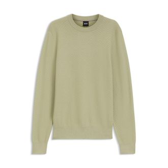 BOSS Regular-fit sweater in diagonal-structured cotton