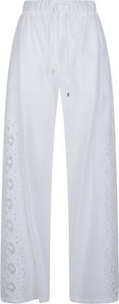 Patrizia Pepe Wide Leg Cotton Eyelet Lace Pants