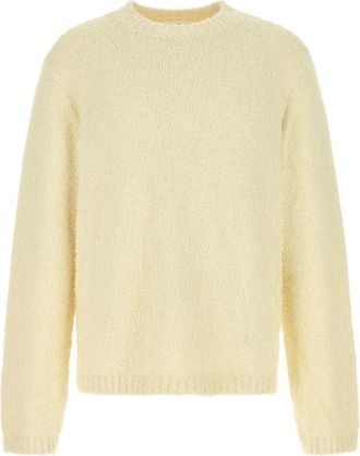 S&eacute;fr Odilon Textured Sweater - Heren - Ronde hals truien - Beige - L - Katoen - Truien & Vesten
