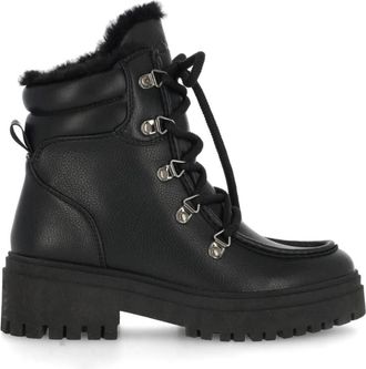 Mexx Zwarte enkellaarsjes voor dames - Dames - Veterlaarzen - Zwart - 38 EU - Schoenen