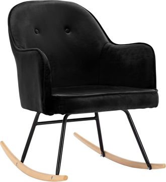 vidaXL Silla Mecedora De Terciopelo Negro Vidaxl