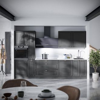 Vicco Mueble De Cocina Fame-line, Antracita-oro Landhaus/antracita, 310 Cm, Et Antracita, Vicco