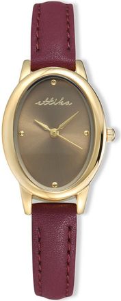 Ettika Oval Leather Strap Watch in Claret/Brown at Nordstrom Rack