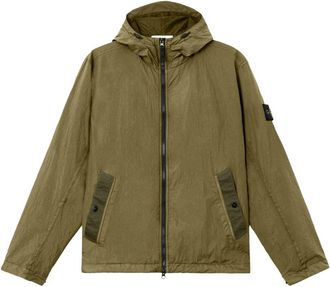 Stone Island Neutrals Crinkled Texture Zippered Jacket