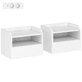 HOMCOM Mesitas de noche 40x29x29 cm blanco