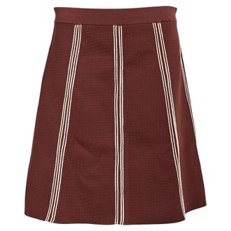 Sandro Sandro A-line Striped Mini Skirt in Burgundy Viscose