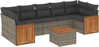 vidaXL Set De Sof&aacute;s De Jard&iacute;n 8 Pzas Y Cojines Rat&aacute;n Sint&eacute;tico Gris Vidaxl