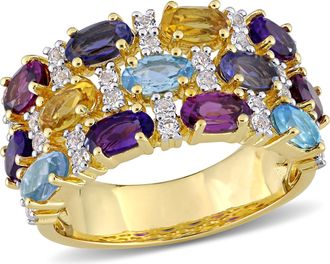 Mimi & Max 4 1/5ct TGW Multi-Gemstone Triple- Row Ring Yellow Silver