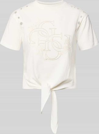 Guess Regular Fit T-Shirt mit Lochmuster in Weiss, Gr&ouml;&szlig;e XL