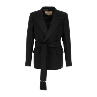 Valentino Garavani Wool Blazer - Heren - Business blazers - Zwart - M - Wol - Kostuums