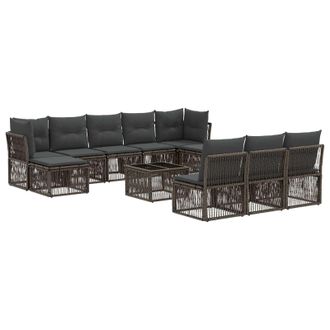 vidaXL Conjunto De Sof&aacute;s De Jard&iacute;n 11 Pcs Gris Rat&aacute;n Sint&eacute;tico Vidaxl