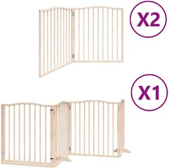 vidaXL Dog Gate with Door Foldable 8 Panels 640 cm Poplar Wood vidaXL