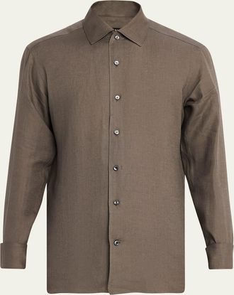 Ermenegildo Zegna Mens Oasi Lino Linen Sport Shirt