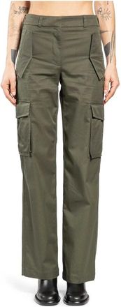 Burberry Straight Trousers, female, Green, 2XS, Check Trim Gabardine Cargo Trousers