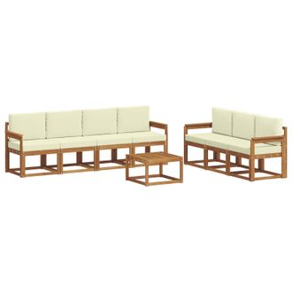 vidaXL Conjunto De Sof&aacute;s De Exterior Con Coj&iacute;n 8 Pcs Natural Y Crema Vidaxl