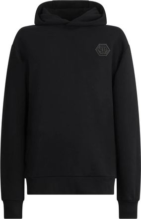 Philipp Plein Hooded Sweatshirt Iconic Plein - Heren - Hoodies - Zwart - L - Katoen - Hoodies & sweatvesten