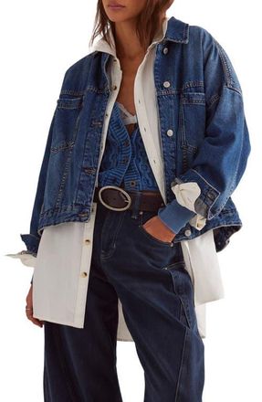 Free People We The Free Opal Swing Denim Trucker Jacket in Got The Blues at Nordstrom, Size Medium