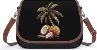 Generic Coconut Palm Tree Crossbody Bag Womens Handbag PU Message Bags Shoulder Purse with Adjustable Strap