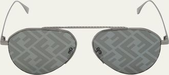 Fendi Mens Monogram Lens Metal Aviator Sunglasses