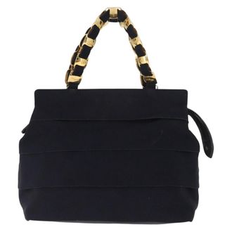 Ferragamo Vala Handbag Canvas Navy Canvas Handbag (Pre-Owned)