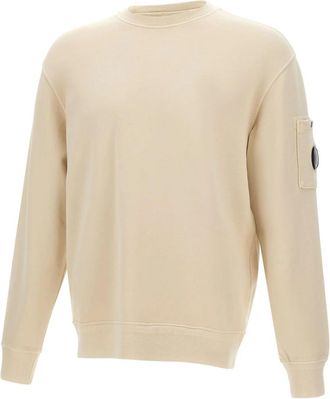 C.P. Company Cotton Diagonal Fleece Sweatshirt - Heren - Sweatshirts - Beige - M - Katoen - Hoodies & sweatvesten