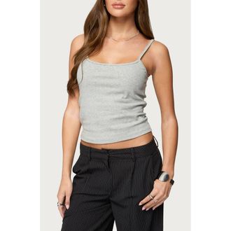 Edikted Deanna Stretch Cotton Crop Tank in Gray-Melange at Nordstrom, Size X-Small