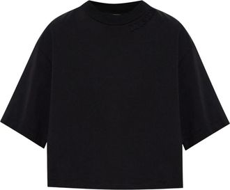 Marni Korte T-shirt met losse pasvorm - Dames - T-shirts - Zwart - XS - Katoen - Tops