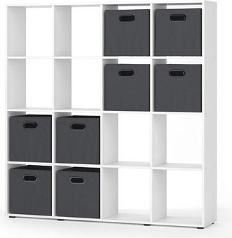 Vicco Separador De Ambientes Karree, Blanco, 138.5 X 142.5 Cm Con 4 Cajones Plegables