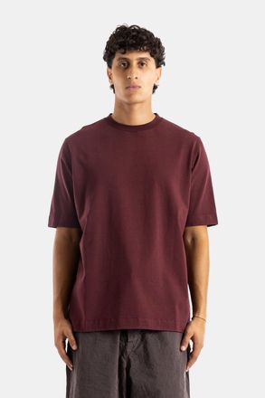 CASEY CASEY Mens Felix T-Shirt Deep Burgundy Heavy Jersey Red T-Shirts And Polos