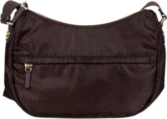 Borbonese Brown Luna Middle Textured Leather Shoulder Bag