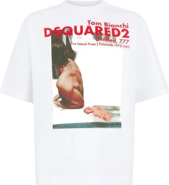 Dsquared2 Tom Bianchi Graphic T-Shirt - Heren - T-shirts - Wit - XL - Katoen - Tops