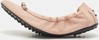 Tod's Tods Light Pink Leather Bow Scrunch Ballet Flats
