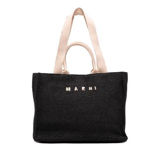 Marni Pre-owned Marni Raffia Effect Nylon Embroidered Logo North West Shopping Tote Ladies SEFCOGL07S0NBJ94