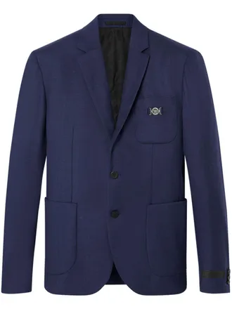 Versace single-breasted wool blazer - men - Cotton/Virgin Wool/Cupro - 60 - Blue