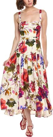 Nicholas Drenica Drop Waist Linen-Blend Midi Dress