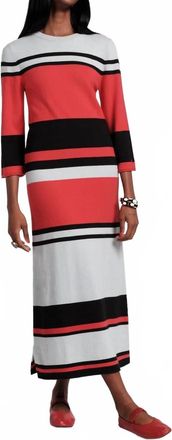 Frances Valentine Cozy Knit Maxi Dress In Red/blue/black