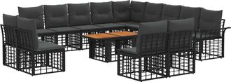 vidaXL Conjunto De Sof&aacute;s De Jard&iacute;n 14 Uds. Negro Y Gris Oscuro Vidaxl