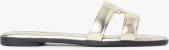 Tommy Hilfiger Womens Monogram Strap Metallic Leather Sandal - Yellow - US 6.5 / EU 37