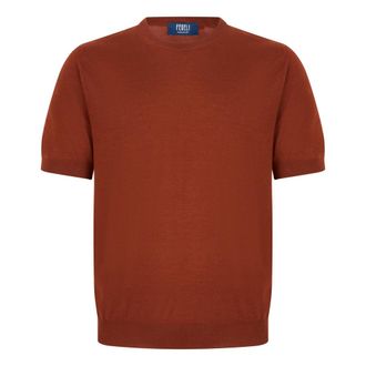 Fedeli Round-neck Knitwear, male, Red, Size: L Argentina Short-Sleeve Crewneck