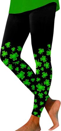 Generic St. Patricks Day Leggings for Women UK Leprechaun Shamrock Tights Novelty Funny Graphic Yoga Pants Running Gym Leggings Ladies Saint Patricks Day Trou