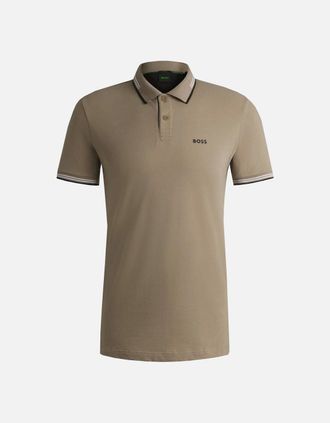 HUGO BOSS Mens Hugo Boss Mens Khaki Paul Polo Shirt - Tan - Size: 42