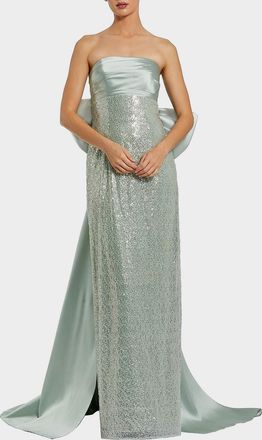 Mac Duggal Strapless Bow-Back Sequin Column Gown