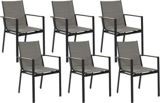 Beliani Set of 6 Garden Chairs BUSSETO Metal Black