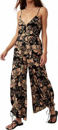 Free People Stand Out Printed Jumpsuit In Black