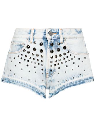 Alessandra Rich Shorts denim con borchie - Blu