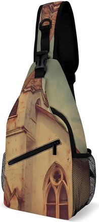 Generic Old Church Unisex Shoulder Bags Casual Crossbody Chest Bag Sling Backpack for Hiking Cycling Travel