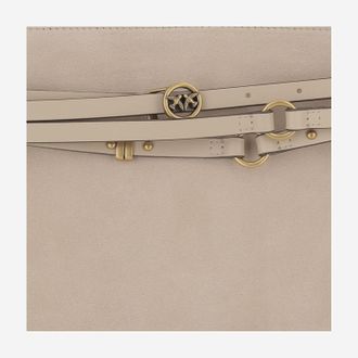 Pinko Studded Belt Detail Shoulder Bag - Beige